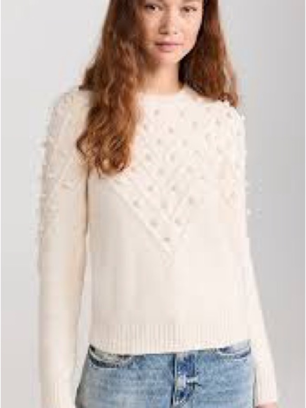 lorenzo Cream Cable & Bobble Crewneck Sweater